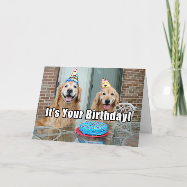 Carte Golden Retriever Chien Joyeux gâteau d'anniversair (Devant)