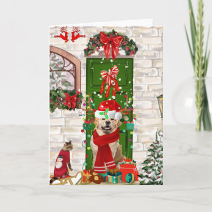 Carte Golden Retriever Chien Noël