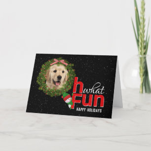 Carte Golden Retriever dans la couronne de Noël