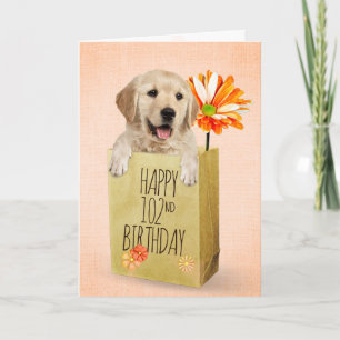 Carte Golden Retriever dans le 102e sac d'anniversaire