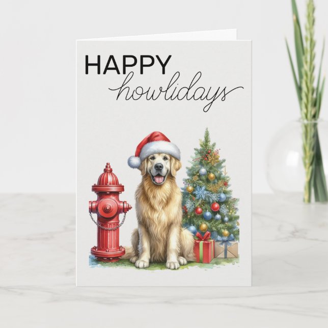 Carte Golden Retriever de Noël (Devant)