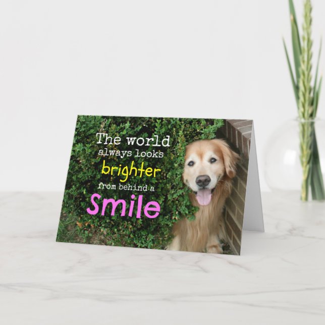 Carte Golden Retriever Derrière Un Sourire (Devant)