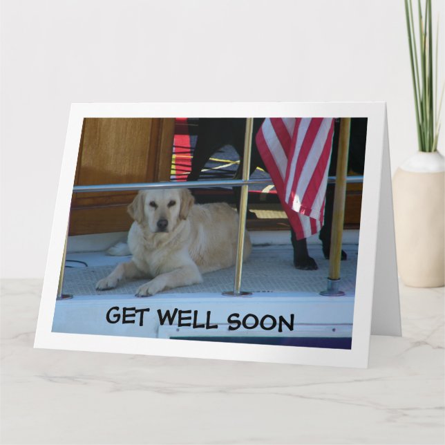 CARTE GOLDEN RETRIEVER DIT S'IL VOUS PLAÎT BIENTÔT BIEN  (Devant)