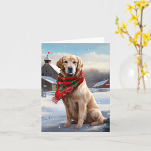 Carte Golden Retriever Dog in Snow Christmas