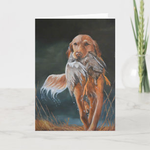 Carte Golden Retriever Duck Dog Art Grey Card