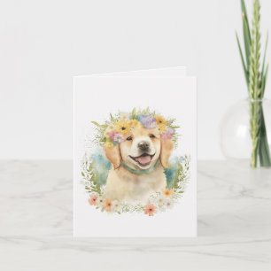 Carte Golden Retriever en fleurs