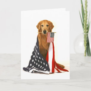 Carte Golden retriever et drapeau américain