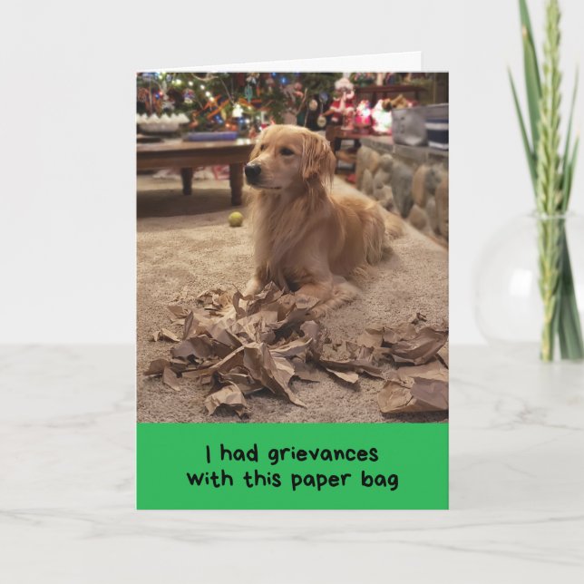 Carte Golden Retriever Exprimant Ses Griefs de Vacances (Devant)