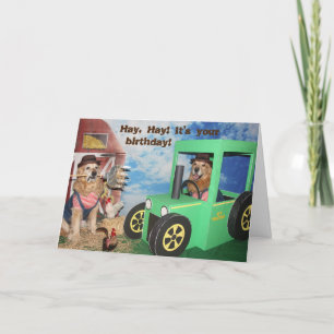 Carte Golden Retriever Farmyard Anniversaire