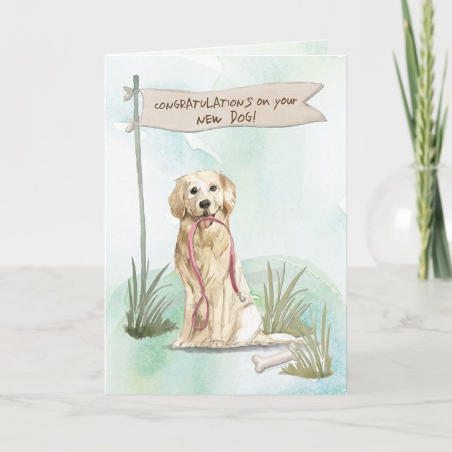 Carte Golden Retriever Félicitations pour votre nouveau  (Devant)