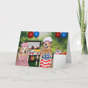 Carte Golden Retriever Fourth of July Barbecue
