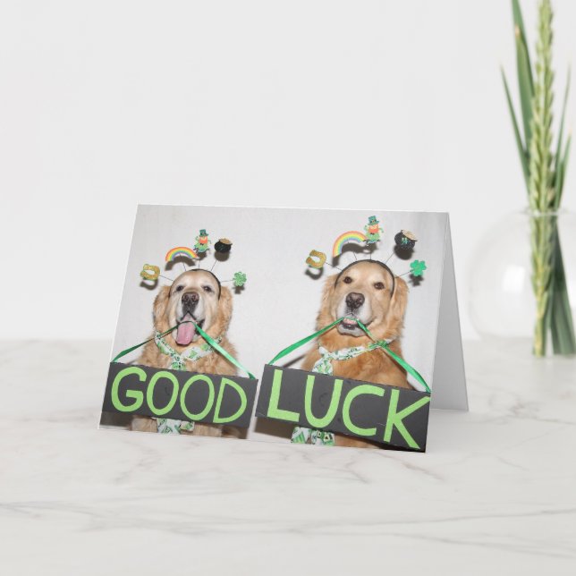 Carte Golden Retriever Good Luck St. Patrick's Day (Devant)