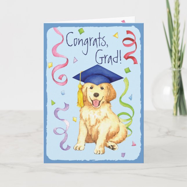 Carte Golden Retriever Graduate (Devant)