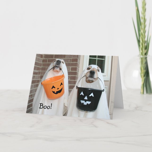 Carte Golden Retriever Halloween Ghosts (Devant)
