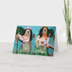 Carte Golden Retriever Hawaiian Hula Anniversaire