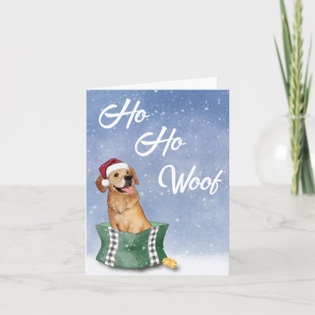 Carte Golden Retriever Ho Ho Woof Christmas Holiday Card (Devant)