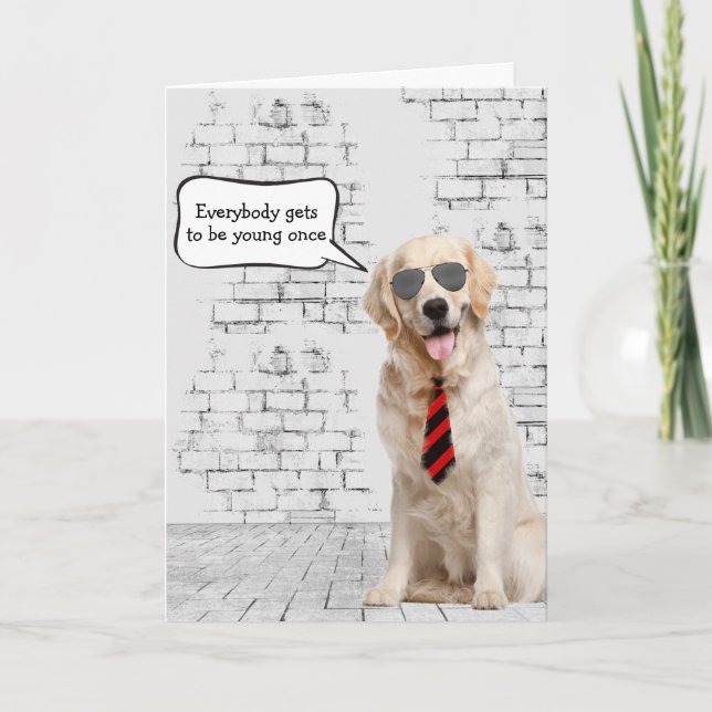 Carte Golden Retriever Humour d'anniversaire (Devant)