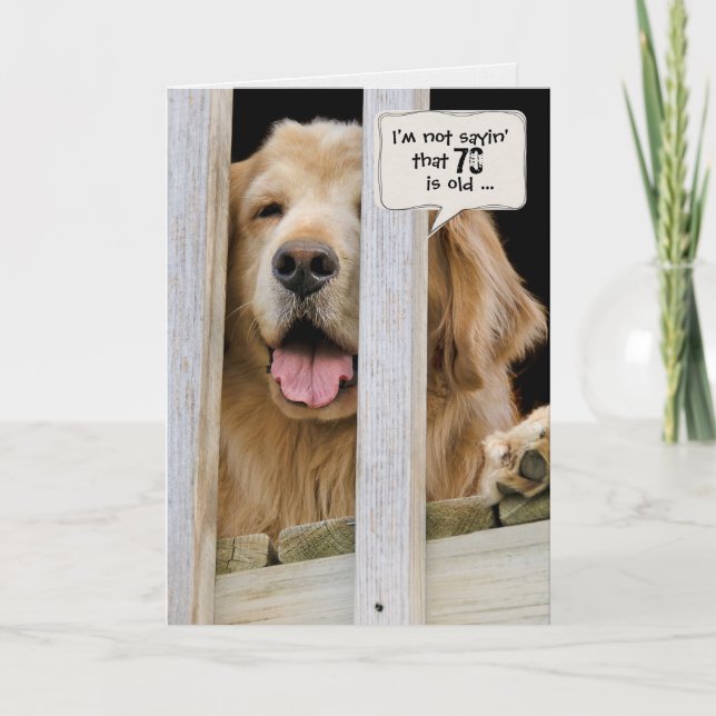 Carte Golden Retriever humour pour 70e anniversaire (Devant)