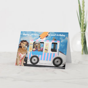 Carte Golden Retriever Ice Cream Camion Anniversaire