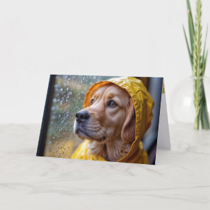 Carte Golden Retriever in a Rain Slick