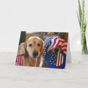 Carte Golden Retriever Independence Day Grey Card