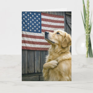 Carte Golden Retriever Jour de Naissance Avec Drapeau