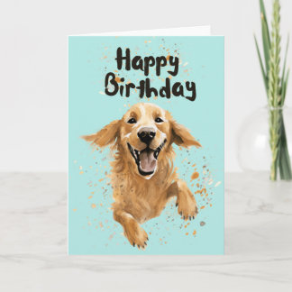 Carte Golden Retriever Joyeux anniversaire