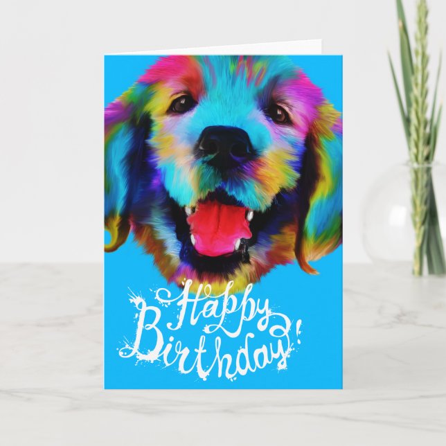 Carte Golden Retriever Joyeux anniversaire (Devant)
