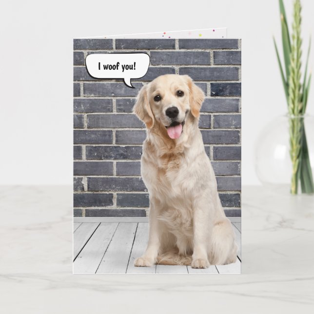 Carte Golden Retriever Love Anniversaire (Devant)