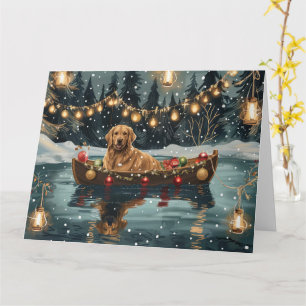 Carte Golden Retriever Noël Festive Voyage