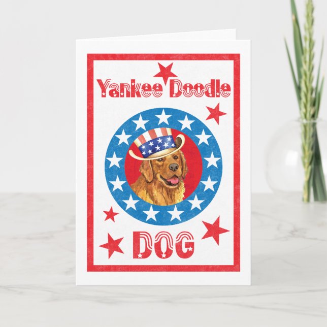 Carte Golden Retriever patriotique (Devant)