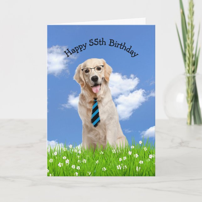 Carte Golden Retriever pour 55e anniversaire (Devant)