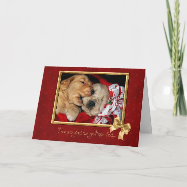Carte Golden Retriever pubs anniversaire amour (Devant)