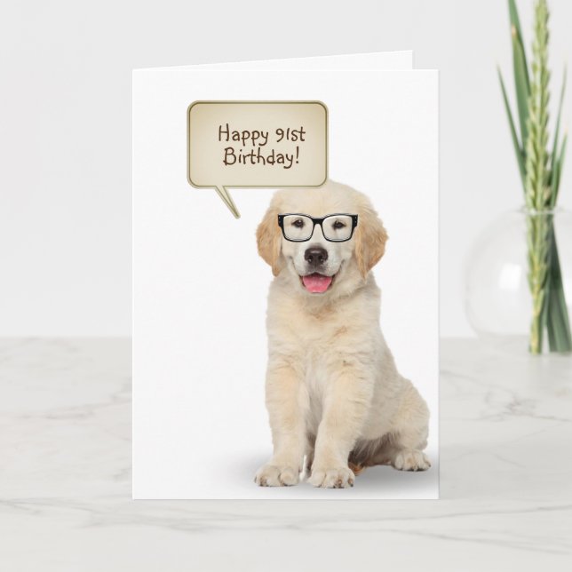 Carte Golden Retriever Puppy 91st Birthday Card (Devant)