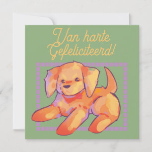 Carte Golden retriever puppy, félicitations