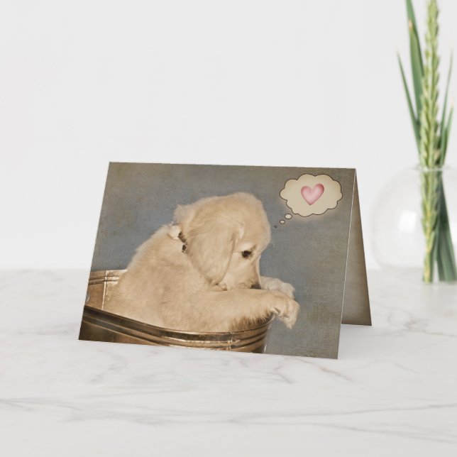 Carte Golden Retriever Puppy pense à vous (Devant)
