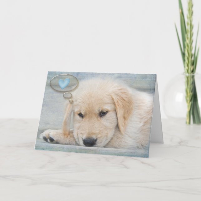 Carte Golden Retriever Puppy pense à vous (Devant)