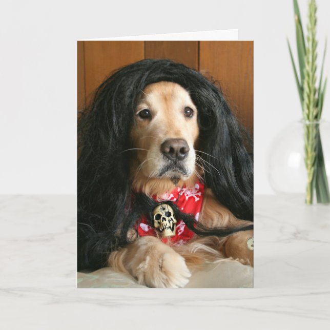 Carte Golden Retriever Rock et Roll Dog Anniversaire (Devant)