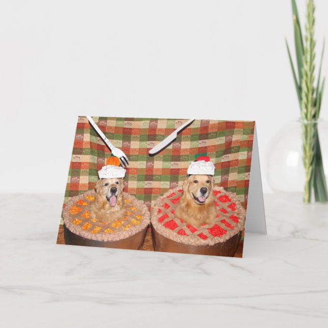 Carte Golden Retriever Thanksgiving Pies (Devant)