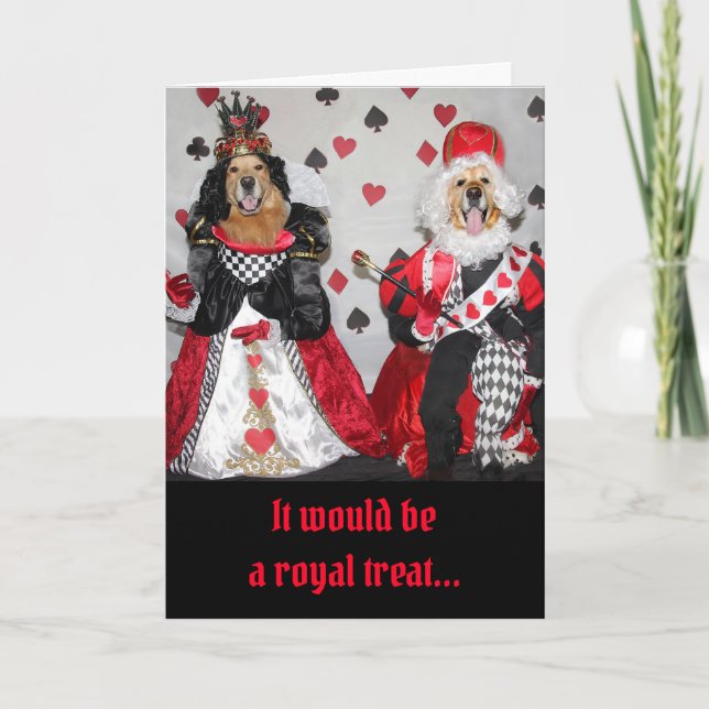 Carte Golden Retriever Valentine King et Queen of Heart (Devant)