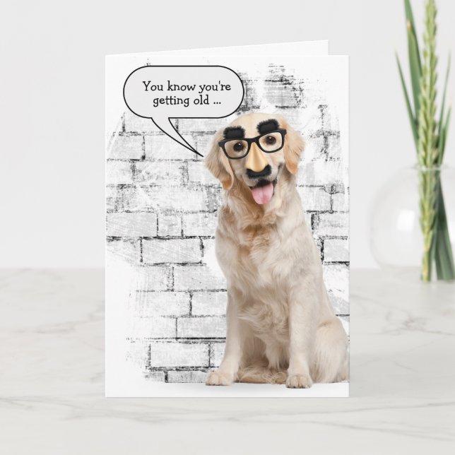 Carte Golden Retriever Vieillir Humour d'anniversaire (Devant)