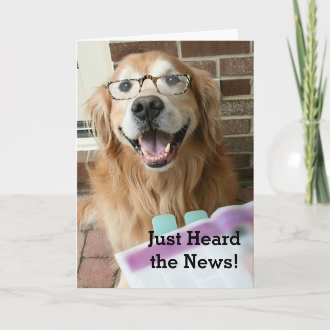Carte Golden Retriever vient d'entendre les félicitation (Devant)