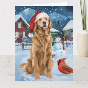 Carte Golden Retriever Winter Wonderland Noël Joie