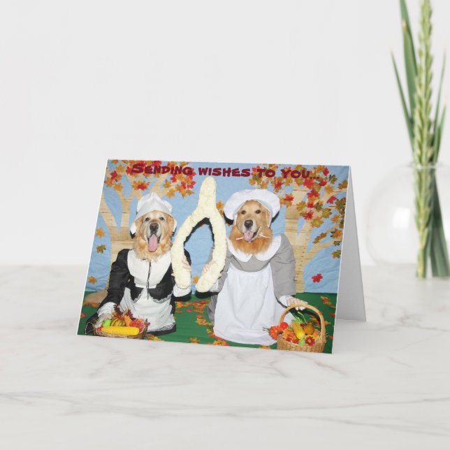 Carte Golden Retriever Wishbone Thankesgiving (Devant)