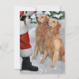 Carte Golden Retrievers Rencontrez Père Noël Christmas C