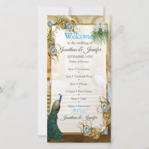 Carte Golden Royal Peacock Temple Mariage Dreams