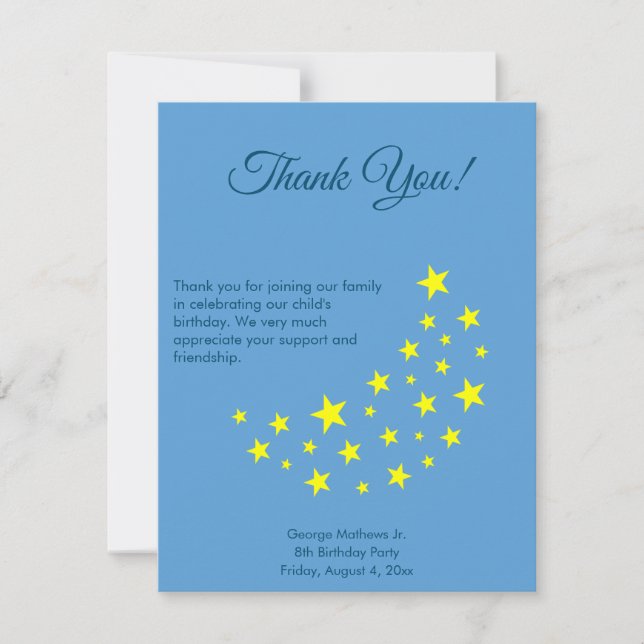 Carte Golden Starry Moon, Picton Blue Birthday Merci (Devant)