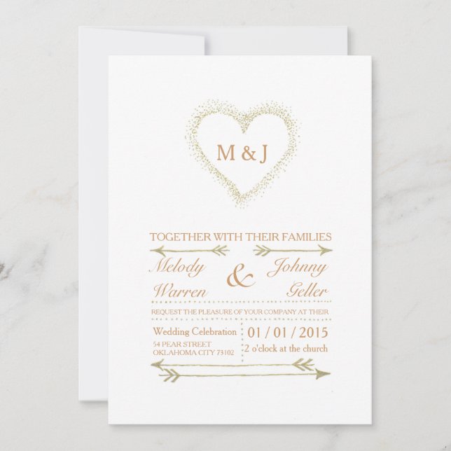 Carte Golden - White Faire-part de mariage (Devant)