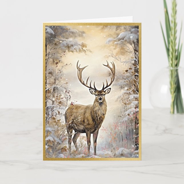 Carte Golden Woodland Elk Beauté (Devant)