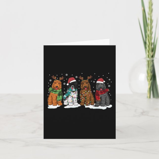 Carte Goldendoodle Chiens Lumières de Noël Doodle D doré (Devant)